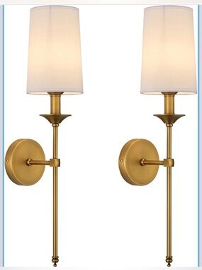 PASSICA DECOR Wall Sconce Set of 2 Hardwired Vintage Antique Brass Sconce Candle